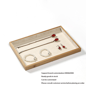 Plateau en bambou pour bijoux, bague, collier, bracelet, boîte de rangement, pendentif, boucles d'oreilles, présentoir de bijoux, vente en gros - Product Image 3