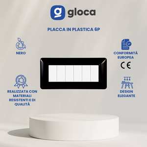 Enchufe de pared de plástico Gloca, 6 tomas, negro, juego de 2, uso residencial - Product Image 3