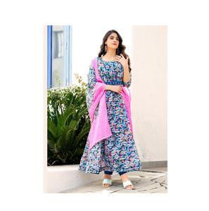 Impresión Digital de Organza suave fabricada en India Anarkali Kurti para mujer, ropa de diseño elegante Kurti con estilo Anarkali Kurti - Product Image 1