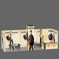 Stand d'exposition pour salon professionnel Travel Gear Expo avec mur vidéo LED et système d'affichage en tissu SEG à tour modulaire