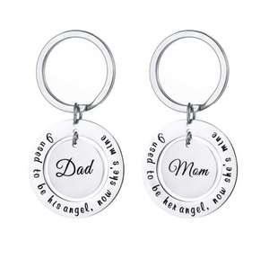 Yo solía ser su ángel para el Día del Padre. Llavero de acero inoxidable para regalo de mamá y padre - Product Image 2