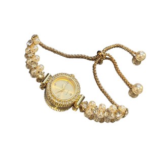 Petite montre à quartz pour femme, incrustée de perles et de diamants, élégante et tendance, montre-bracelet pour jeune fille - Product Image 5