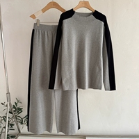 Nouvel Ensemble Tricoté Décontracté Printemps-Automne Femme, Pull Ample et Pantalon Large, Deux Pièces Tendance