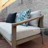 Canapé d'extérieur Hangkai en rotin et teck, imperméable et durable, avec table, pour jardin, patio, balcon, cour