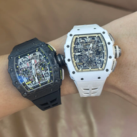 Reloj mecánico impermeable para hombre con esfera de cristal de zafiro, correa de caucho de fibra de carbono, reloj de moda de primera calidad de Grado 20A