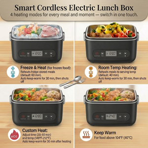 Boîte à Déjeuner Électrique <span class=keywords><strong>Chauffante</strong></span> Autonome sans Fil, 100W, Longue Autonomie 20000mAh, Fonction Maintien au Chaud et Minuteur, Rechargeable - Product Image 4