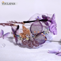 YouLaPan – bandeau à pampilles violet exquis, fabriqué en organza perlé, accessoires pour cheveux de mariée, pour banquet de mariage, fête, danse, YXA336