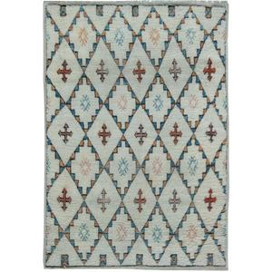 Atlas - Tapis berbère noué à la main en diamant shaggy |   Ivoire et multicolore |   Laine pure |   Tailles personnalisées disponibles - Product Image 5