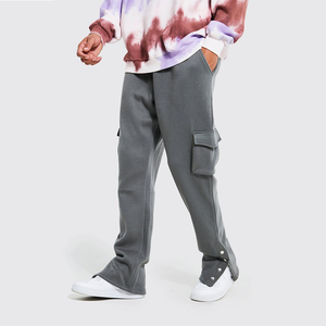 2023 Wholesale Custom Color Fashion High Quality <strong>Men's</strong> <strong>Tall</strong> Ribbed Pocket Loose Cargo Split Hem Button <strong>Jogger</strong> - Product Image 4