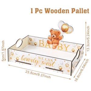 Plateau à collations en bois pour Baby Shower, décoration de fête de révélation du sexe Bearly Wait, plateau de présentation de desserts, cadeaux pour l'annonce de la naissance du bébé - Product Image 4