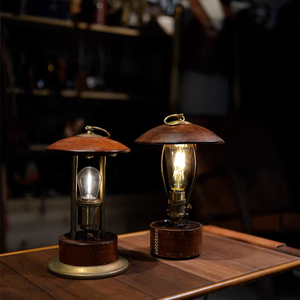 Factory Direct New Retro Cowhide Veg-Tan Leather Camping <b>Lantern</b> Portable <b>Rechargeable</b> Tent Light with Hook OEM/ODM - Product Image 2