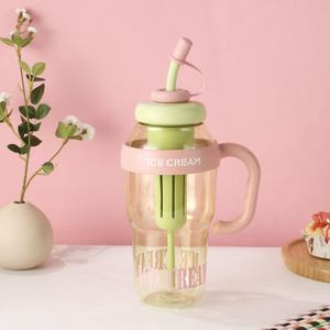 M 1400ML Popular colorido nuevo gran capacidad multicolor mango verano al aire libre Lucky Belly taza de agua de plástico con pajita - Product Image 5