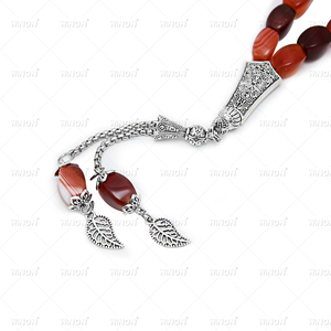 Winon Tasbih 8*12mm con 33 Perle Rettangolari Intrecciate a Strisce Rosse, in Agata, Gioielli Turchi, Misbaha, <span class=keywords><strong>Rosario</strong></span> Musulmano - Product Image 5