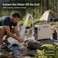 Chauffe-eau portable au propane Zentopia 6KW 3L sans réservoir, douche instantanée pour le camping, le boondocking et la vie en van