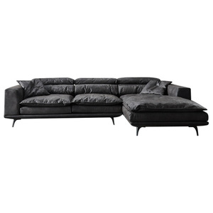 Sofá de esquina en forma de L de plumón de ganso moderno y económico de cuatro piezas para sala de estar - Product Image 3