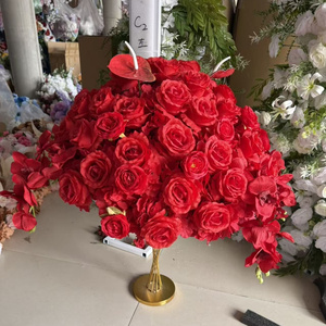 C-209 Vente en gros de boules de roses rouges en soie, centres de table floraux pour la décoration de la maison, des mariages <span class=keywords><strong>et</strong></span> de la Saint-Valentin - Product Image 4