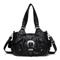 Sac fourre-tout à bandoulière en PU avec rivets, style français de luxe, pour femmes, mode européenne et américaine, vente en gros d'usine - Portable, décontracté, usage quotidien