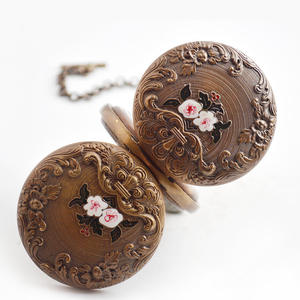 Ultra Épaisseur 17mm Gravé 3D Fleurs Deux Coversides Style Rural Dandong Mouvement Mécanique Pur Cuivre Laiton Montre - Product Image 4