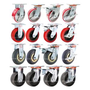 Günstiger Preis Platten montierte Rollen räder Hochleistungs-Eisenkern Rote PU-Lenkräder Industrie mit Bremse - Product Image 5