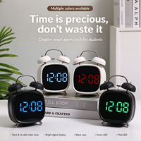 Jam Alarm LED Digital Siap Kirim Dengan Tampilan Suhu dan Kelembapan, Lampu Malam Bertenaga USB, Jam Meja untuk Anak-Anak dan Asrama