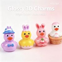 Ciondoli in Resina Mista all'Ingrosso per Pasqua, Sculture 3D Kawaii di Anatre e Coniglietti, Oggetti da Collezione per Artigianato Fai-da-Te, Custodie per Telefono, Fermagli per Capelli