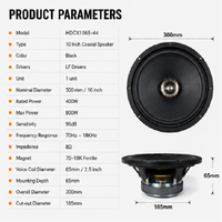 HDCX1065-44 Haut-parleur coaxial professionnel 10 pouces 400W RMS, 800W de crête, 8 Ohm pour moniteur de scène