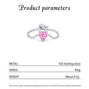 S925 <b>Silver</b> Heart Shape <b>Opal</b> Open <b>Silver</b> Stackable Band <b>Ring</b> Bezel Setting Romantic Women's Gemstone Jewelry - Product Image 2