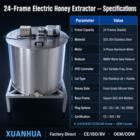 Extracteur de miel électrique en acier inoxydable à 24 cadres, séparateur de miel pour apiculture, usine OEM XUANHUA