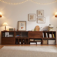 Ensemble de meuble TV et table basse en bois massif de style minimaliste nordique, noyer noir d'Amérique du Nord, armoire de rangement pour salon