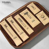 Juego de Artículos de Aseo Desechables Biodegradables para Hotel al por Mayor, Bolsa de Papel Kraft, Cepillo de Dientes, Peine, Logotipo Personalizado para Hotel