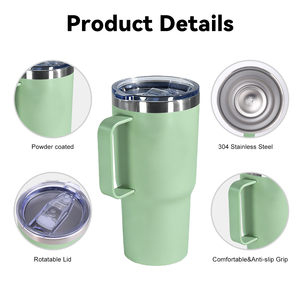 Vaso Térmico de Acero Inoxidable con Recubrimiento en Polvo de 30 oz, con Asa, para Bebidas Frías y Calientes, Venta al Por Mayor - Product Image 4