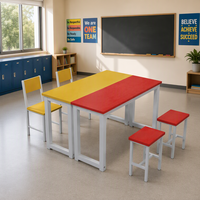 Ensemble de bureau de formation avec tabouret 1200x600x900mm, plateau en HDF robuste, structure en acier, pour projets gouvernementaux et scolaires
