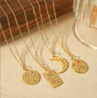 Tendances de la mode européenne et américaine, charme, soleil, lune, étoiles, collier en acier inoxydable