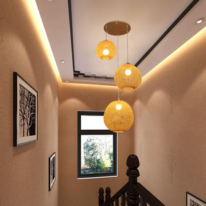 Lámparas hechas a mano de bambú, para comedor candelabro, linternas tejidas de ratán, luz de Bambú - Product Image 2