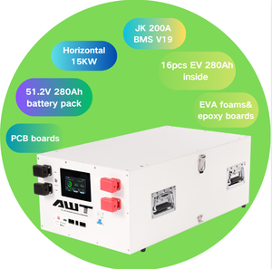 Sistema Solar Off-grid 48V 51.2V 200Ah 280Ah 300Ah Pacote de Baterias de Lítio Lifepo4 14kw 15kw ESS Monitoramento Bluetooth Sistema Solar - Product Image 1