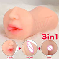 Muñecas de Silicona 3 en 1 para Masturbación Masculina, Muñecas Realistas con Vagina, Boca y Ano, Copa de Masturbación Masculina, Juguetes Sexuales