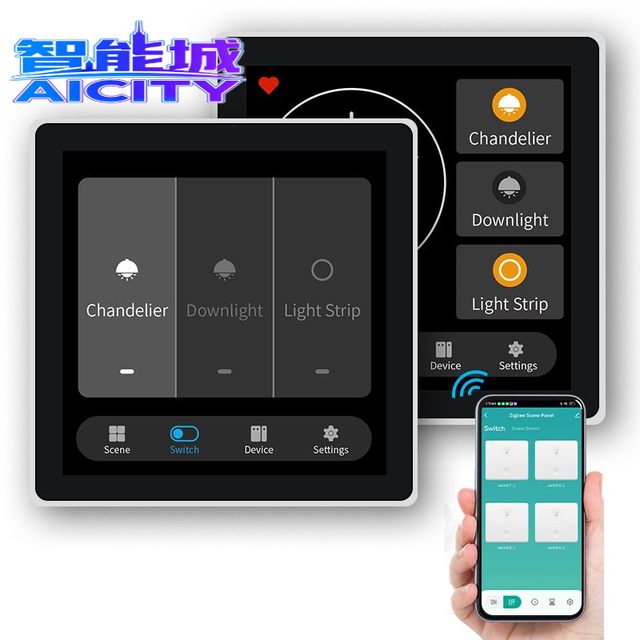 Sheng Qiong 4 Inch OLED Touch Screen Factory Outlet Smart Wall Switch & Home Panel with Light Adjustment Function