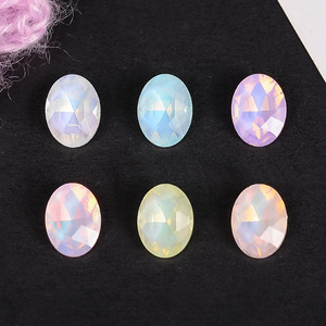 Strass ovales en verre cristal à dos plat, colorés, pour accessoires de nail art DIY, décorations scintillantes à porter - Product Image 2