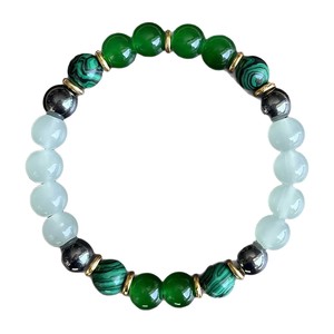 Pulsera de Moda para Parejas, Calcopirita, Malaquita, Cristal Natural, Pulsera de Cuentas, Joyería de Energía Curativa - Product Image 5