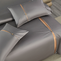 Parure de lit Alenhome 4 pièces 100 % coton à rayures géométriques, housse de couette toutes saisons, drap plat et taies d'oreiller 200TC