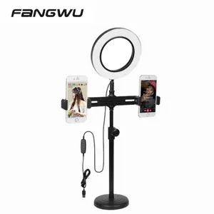 China Groothandel Fluorescerende Ring Licht Verlichte Mic Selfie Stand Voor Maken Video 'S