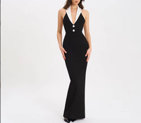 Nouvelle Robe Longue Élégante Printemps/Été à Col Revers, Dos Nu, Fendue, Amincissante, Style Bandage, Tendance
