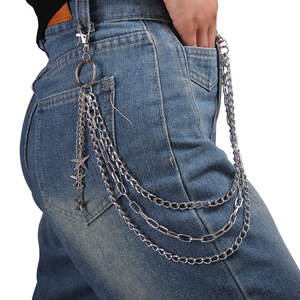 Cadena de cintura y cadera Yueli plateada con colgante de estrella de mar multicapa, estilo hip hop, para uso diario, de aleación de zinc. - Product Image 2