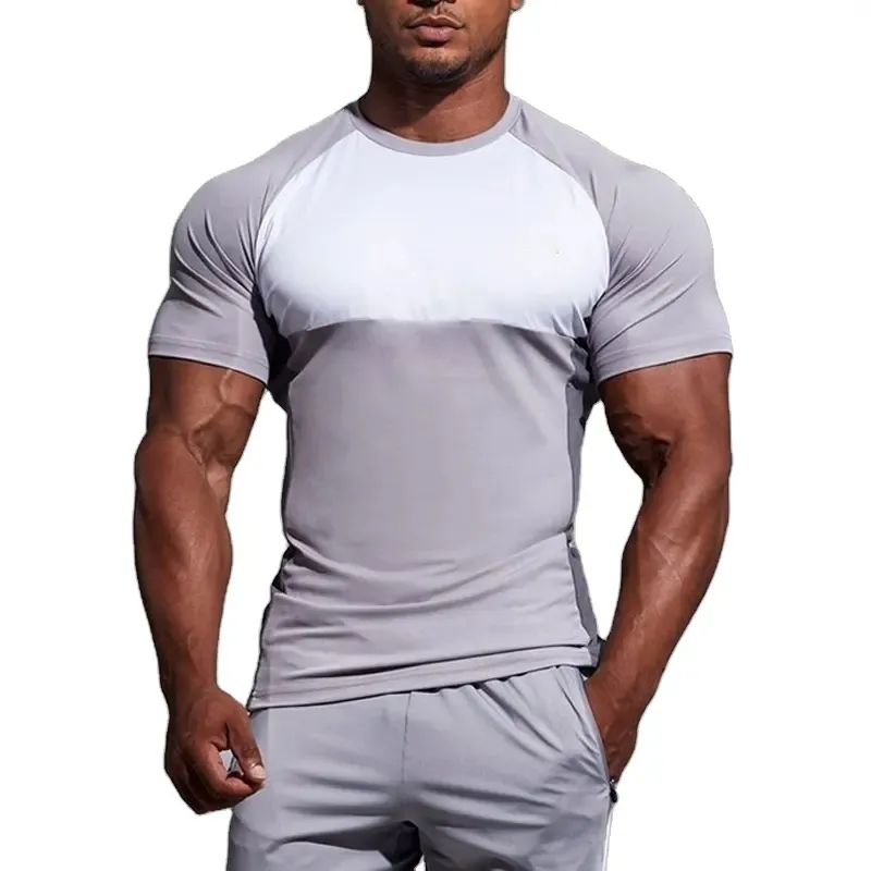 Customized Logo 95%Cotton 5%Spandex Men Gym T-shirt Training Quick Dry Workout T Shirts For Men