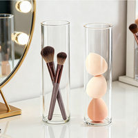 Vase en verre transparent à tube droit, haut de gamme, pour arrangement de fleurs fraîches hydroponiques, design minimaliste, soufflé à la main, décoratif