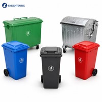 Poubelle à roulettes d'extérieur avec couvercle rabattable, bac à déchets rectangulaire pour usage commercial, jardin et rue