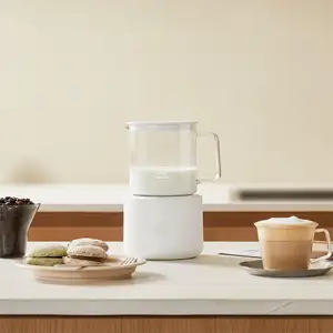 Venda quente logotipo personalizado café 500ml vaporizador automático de leite elétrico máquina de batedor de leite com frasco de vidro removível