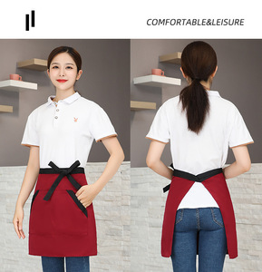 Customizable Unisex Korean-style <b>Half</b>-length Canvas <b>Aprons</b> Eco-friendly/Durable/Washable Custom Logo for Coffee Shops Cake Shops - Product Image 2