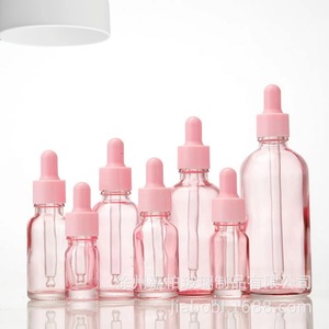 Flacon compte-gouttes rond en verre rose mat/givré pour huiles essentielles, 30 ml/100 ml, pour cosmétiques et perruques - Product Image 5