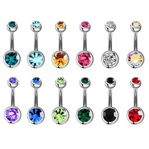 Piercing para el cuerpo joyería al por mayor 304 anillo de vientre de acero inoxidable micro pavé de zirconia cúbica más joyería de color - Product Image 1